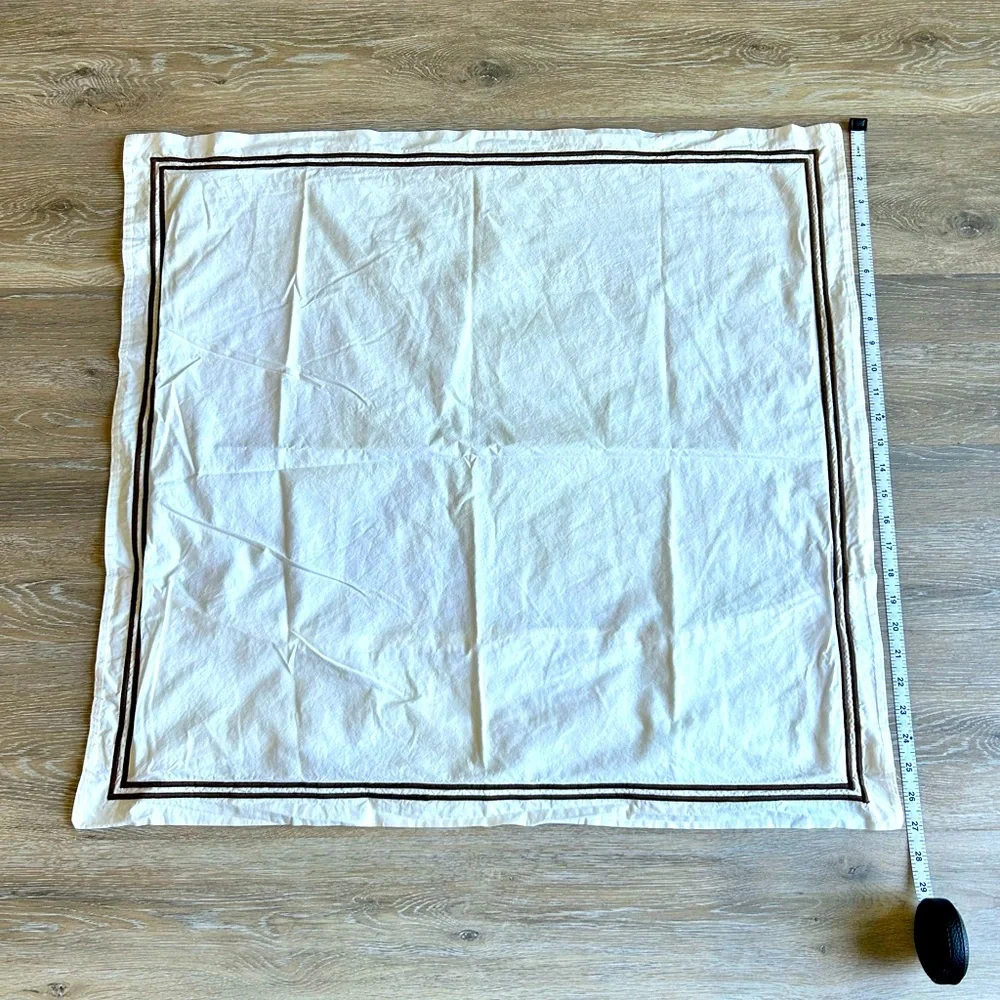 Restoration Hardware Italian Hotel Satin Stitch White Euro Sham Brown Stitching
